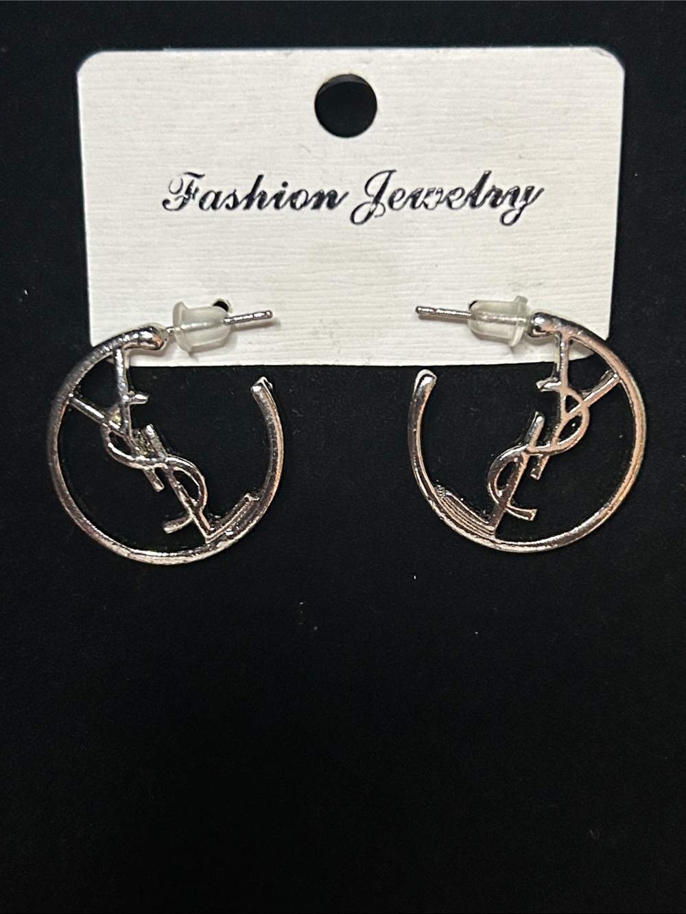 Fashion Jewelry Silver Open Circle Logo Hoop Earrings